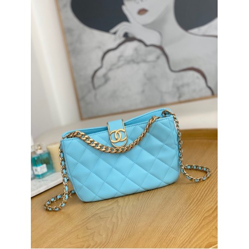 Chanel SMALL HOBO BAG AS3476 Light Blue