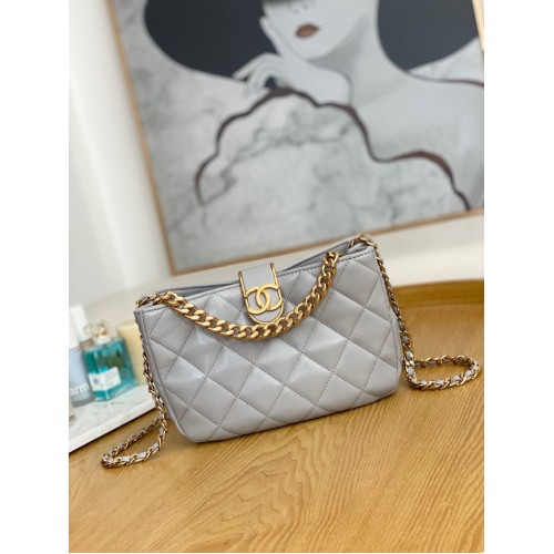 Chanel SMALL HOBO BAG AS3476 gray
