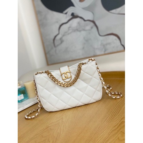 Chanel SMALL HOBO BAG AS3476 white