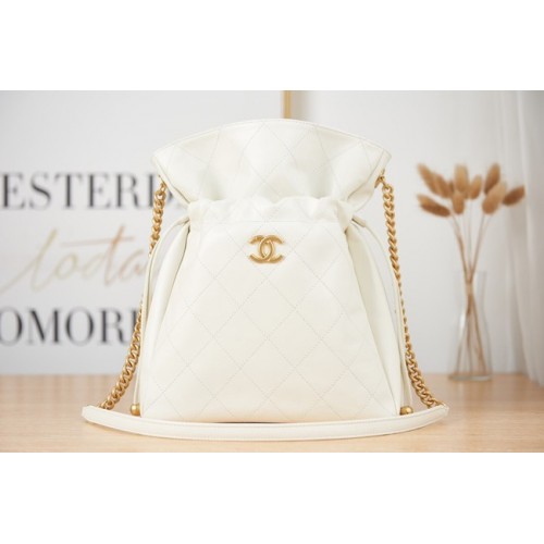 Chanel SMALL Lambskin Shoulder Bag AS2986 white