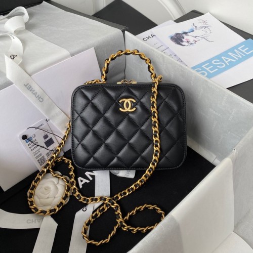 Chanel SMALL VANITY CASE Lambskin Gold-Tone Metal AS3318 black