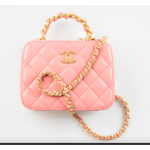 Chanel SMALL VANITY CASE Lambskin Gold-Tone Metal AS3318 pink