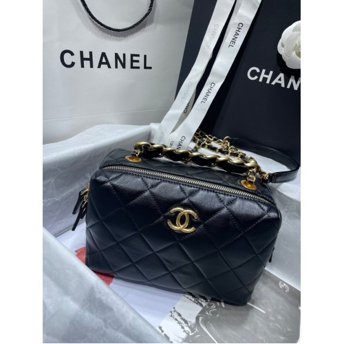 Chanel Sheepskin AS1267 Gold-Tone Metal black