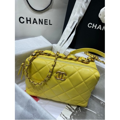 Chanel Sheepskin AS1267 Gold-Tone Metal yellow