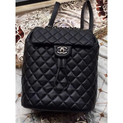 Chanel Sheepskin Leather Backpack A91121 Black