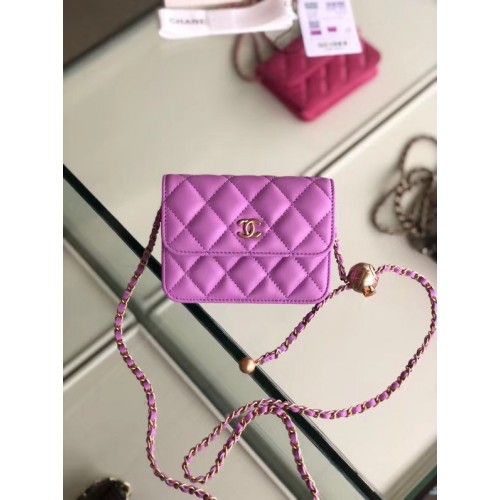 Chanel Sheepskin Original Leather Pocket P0146 Lavender