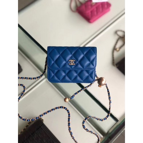 Chanel Sheepskin Original Leather Pocket AP0146 blue