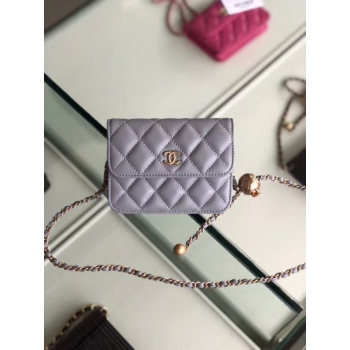 Chanel Sheepskin Original Leather Pocket P0146 grey