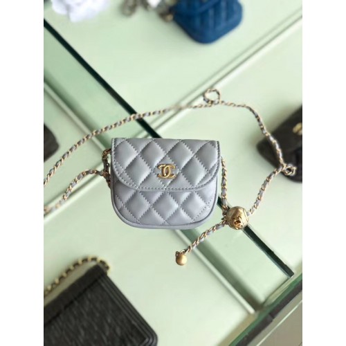 Chanel Sheepskin Original Leather Pocket AP1461 grey