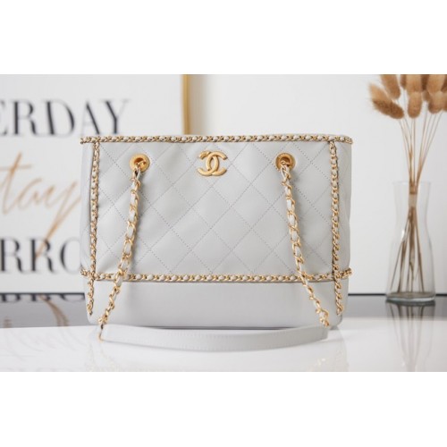 Chanel Sheepskin Shoulder Bags AS2761 light gray