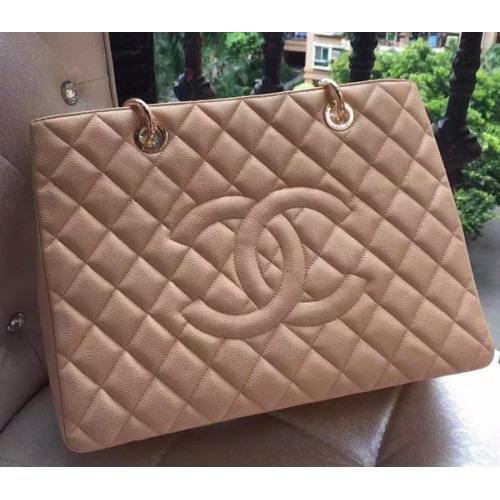 Chanel Shopper Bag Original Calfskin Leather A95021 Apricot