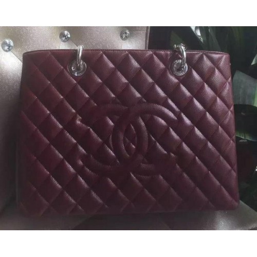 Chanel Shopper Bag Original Calfskin Leather A95021 Burgundy