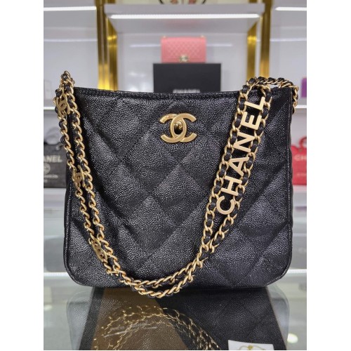 Chanel Shoulder Bag Grained Calfskin&Gold-Tone Metal AS3223 black