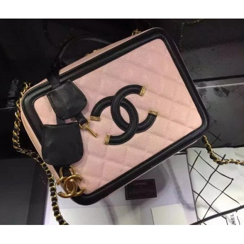 Chanel Shoulder Bag Original Calfskin Leather CHA6678 Pink&Black