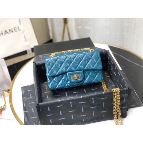 Chanel Shoulder Bag Original Leather Blue AS0874 Gold