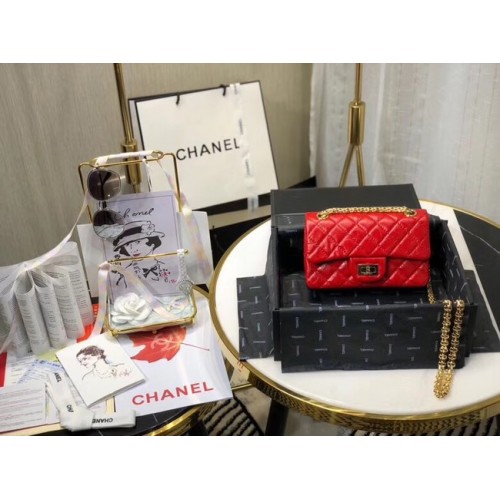 Chanel Shoulder Bag Original Leather Red AS0874 Gold
