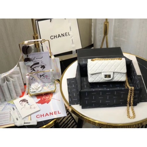 Chanel Shoulder Bag Original Leather White AS0874 Gold