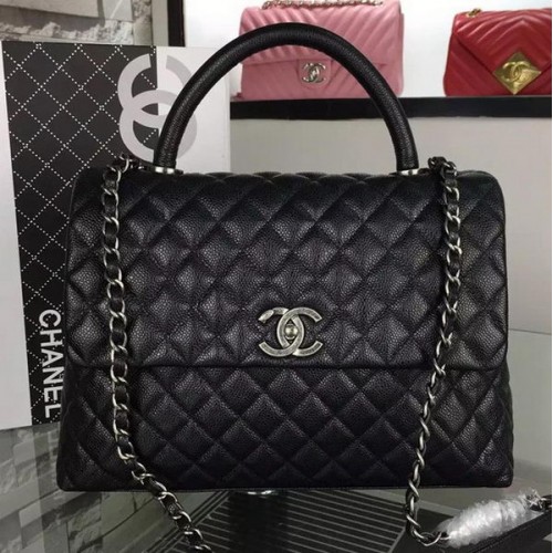 Chanel Shoulder Tote Bag Original Caviar Leather A7782 Black