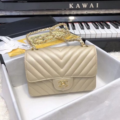 Chanel Small Classic Handbag Grained Calfskin Gold-Tone Metal A69900 gold