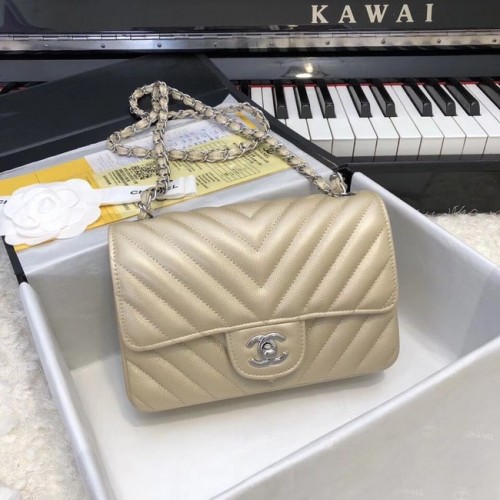 Chanel Small Classic Handbag Grained Calfskin silver-Tone Metal A69900 gold