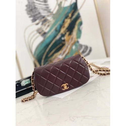 Chanel Small Flap Shoulder Bag Original leather AP2358 Wine