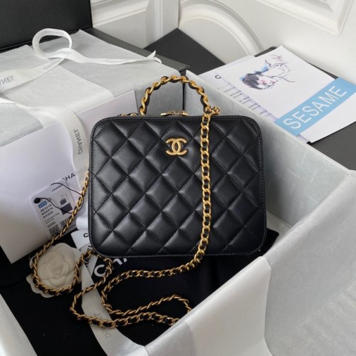 Chanel VANITY CASE Lambskin Gold-Tone Metal AS3319 black