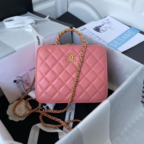 Chanel VANITY CASE Lambskin Gold-Tone Metal AS3319 pink