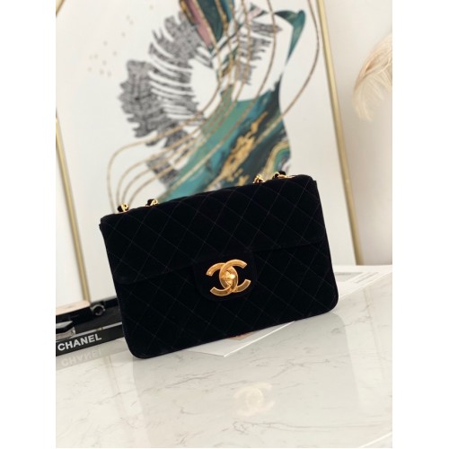 Chanel Velvet FLAP BAG AS8825 black