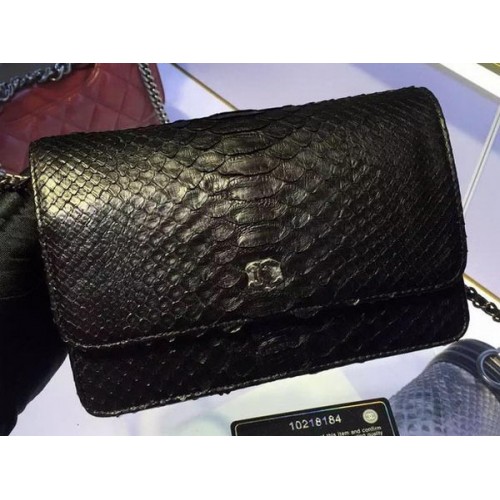 Chanel WOC Flap Bag Original Snake Leather A33814 Black