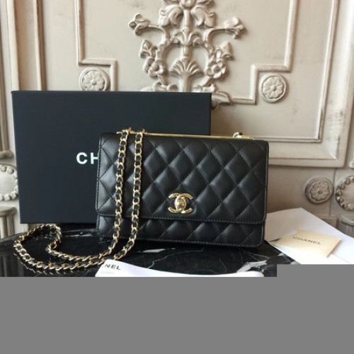 Chanel WOC Original Sheepskin Leather Shoulder Bag D33814 Black
