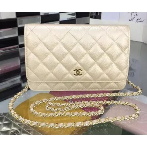 Chanel WOC mini Flap Bag Deer Skin A5375 Apricot