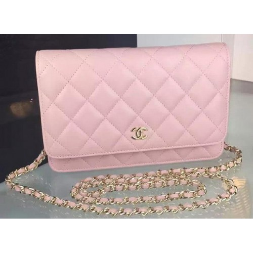 Chanel WOC mini Flap Bag Pink Sheepskin A5373 Gold