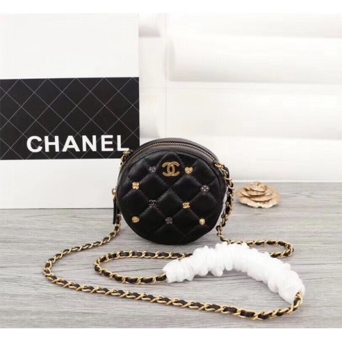 Chanel Wallet on Chain Lambskin Gold-Tone Metal A8153 Black