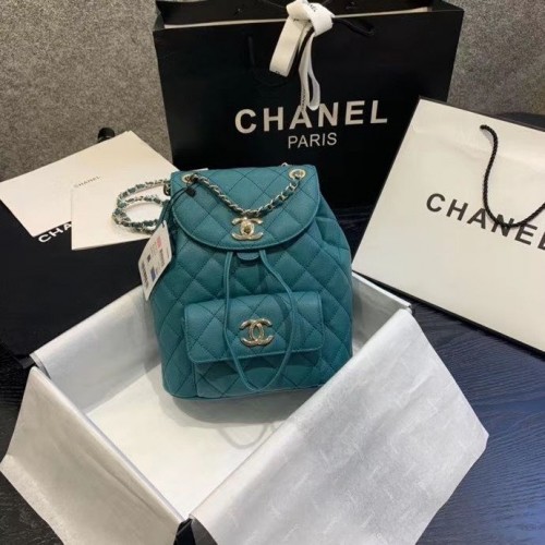 Chanel backpack Grained Calfskin Gold-Tone Metal AS1371 Green