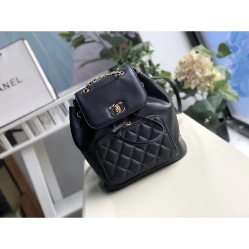 Chanel backpack Grained Calfskin Gold-Tone Metal A57571 black