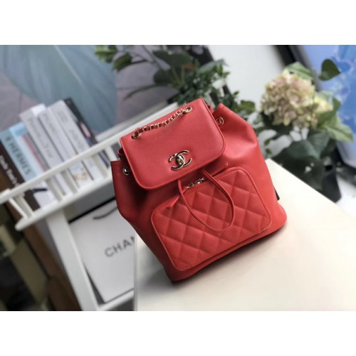 Chanel backpack Grained Calfskin Gold-Tone Metal A57571 red