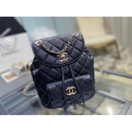 Chanel backpack Grained Calfskin Gold-Tone Metal AS1371 black