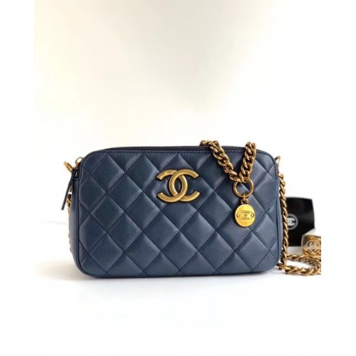 Chanel classic clutch with chain A94105 blue