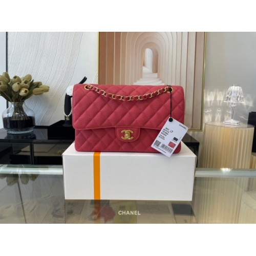 Chanel classic handbag Grained Calfskin&gold Metal 01112 red