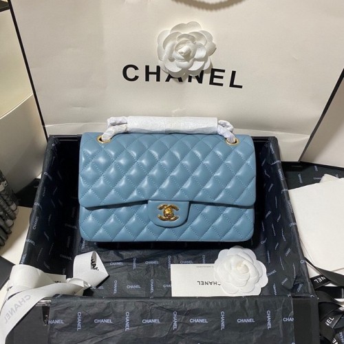 Chanel classic handbag Lambskin&gold Metal 01112 blue