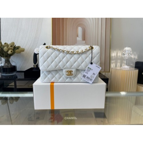 Chanel classic handbag Lambskin&gold Metal 01112 white