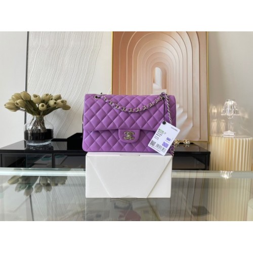 Chanel classic handbag Lambskin&silver Metal 01112 purple