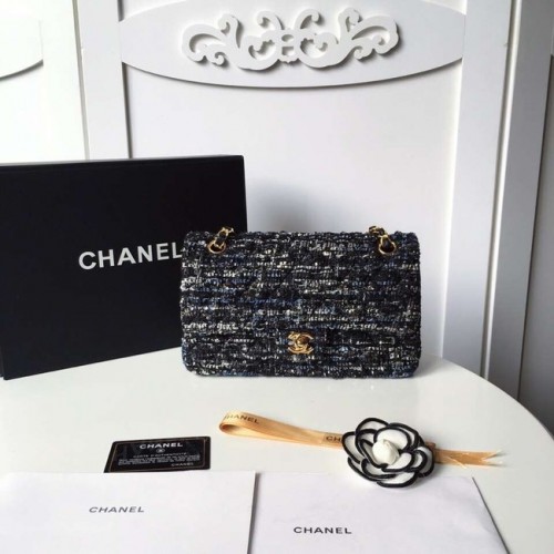 Chanel classic handbag Tweed Braid Gold-Tone Metal A01112-4