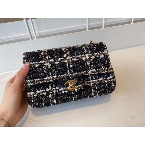 Chanel classic handbag Tweed Gold-Tone Metal A01116-2