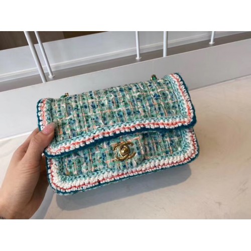 Chanel classic handbag Tweed Gold-Tone Metal A01116-4