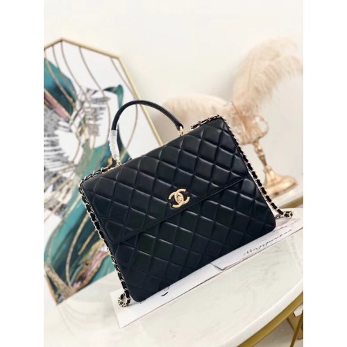 Chanel coco flap bag with top handle A92237 black