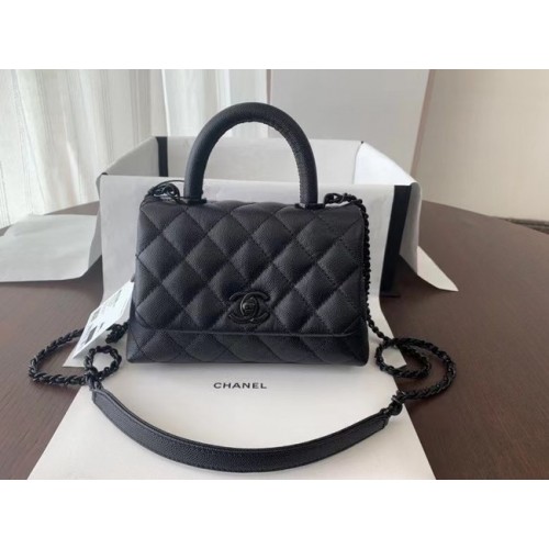 Chanel coco mini flap bag with top handle AS2215 black