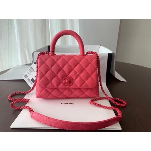 Chanel coco mini flap bag with top handle AS2215 pink