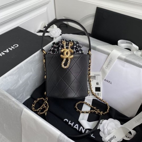 Chanel drawstring bag Lambskin Gold Metal AS6695 black