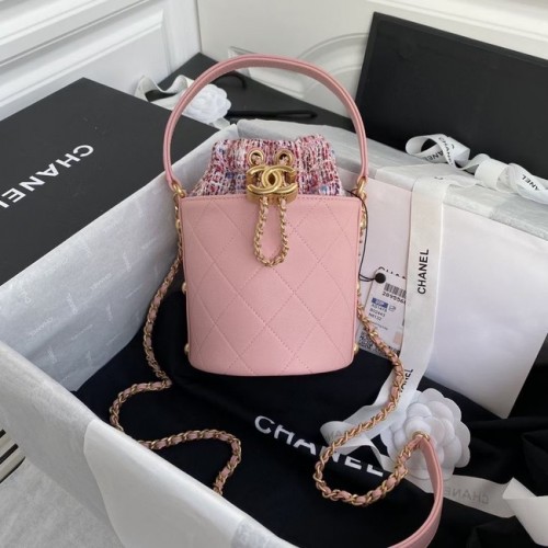 Chanel drawstring bag Lambskin Gold Metal AS6695 pink